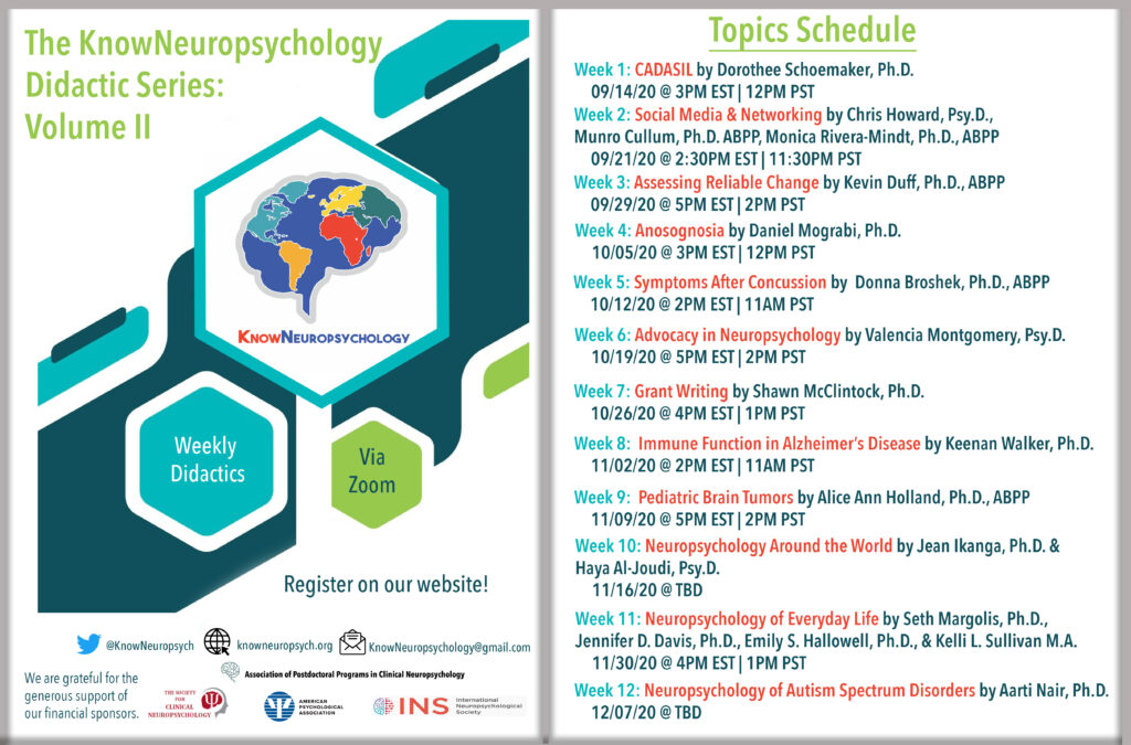 Upcoming Lectures – KnowNeuropsychology